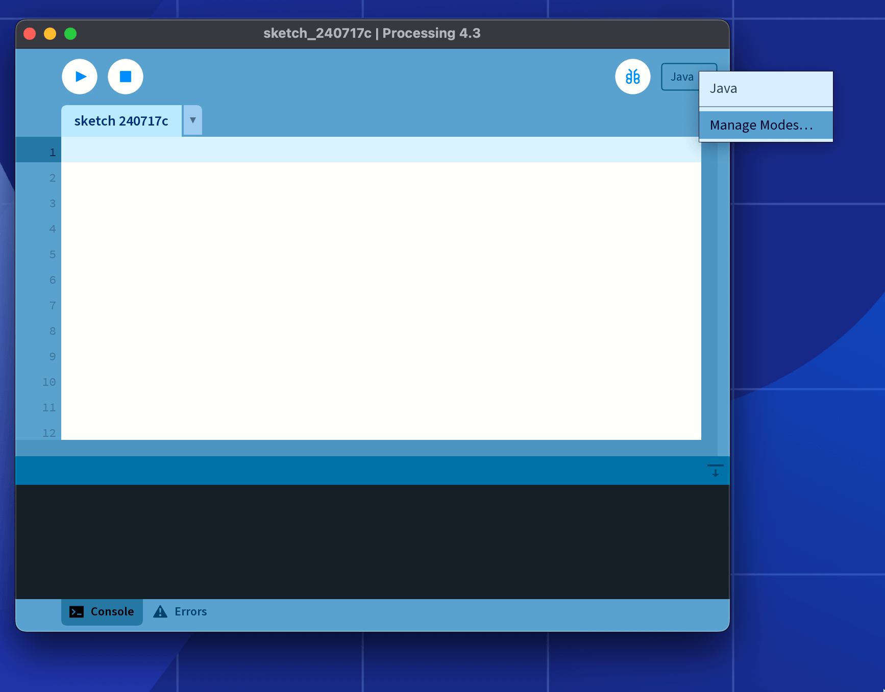 Selector de modo en Processing